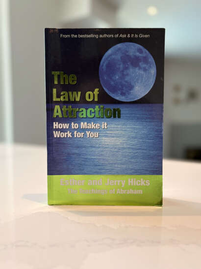 A photo of the cover of the book The Law of Attraction.